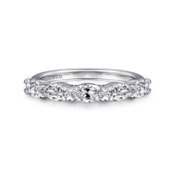 14K White Gold Oval Diamond Anniversary Band