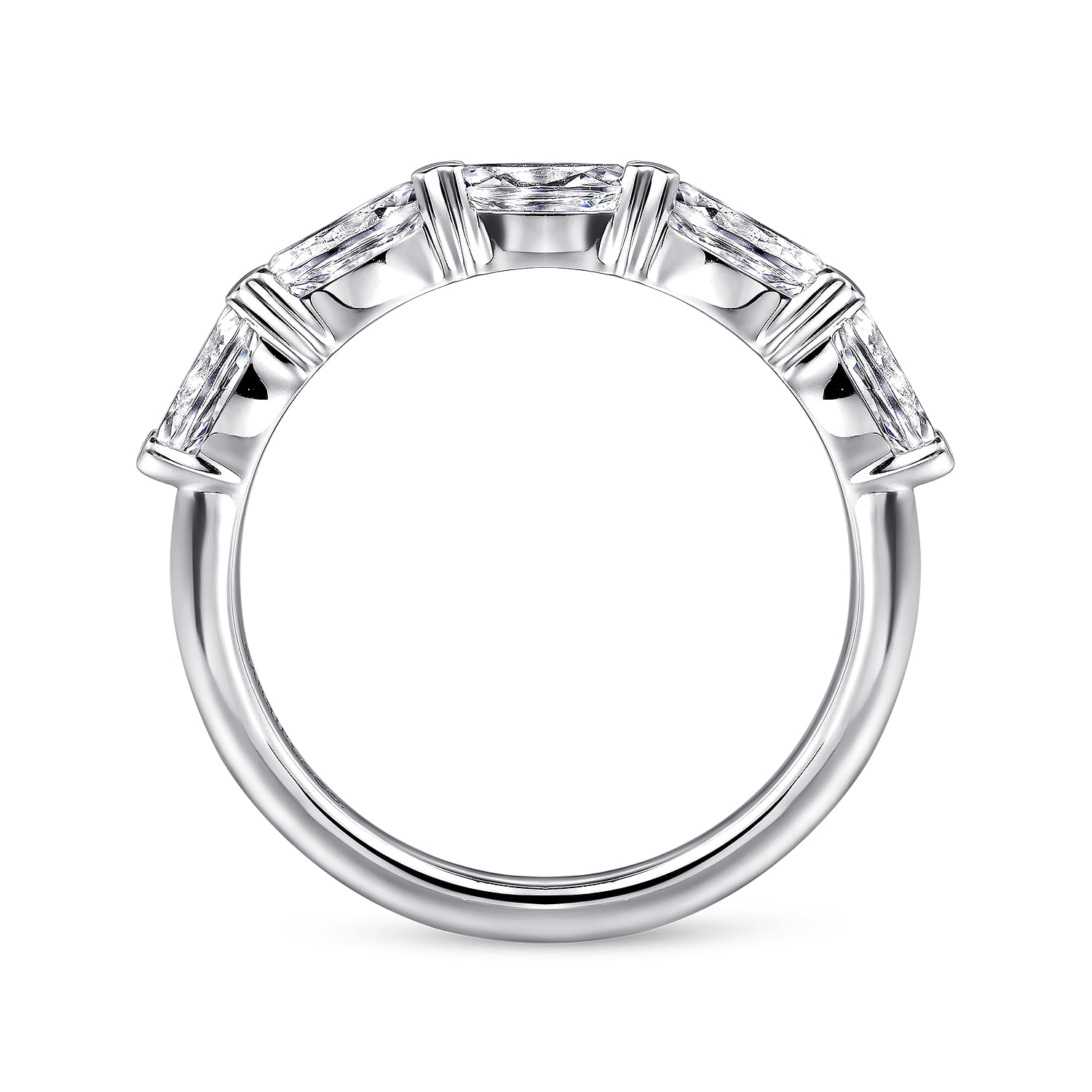 Fancy Wedding Ring in 14k White Gold with Oval Natural Diamond at Gabriel & Co. - Shot 2