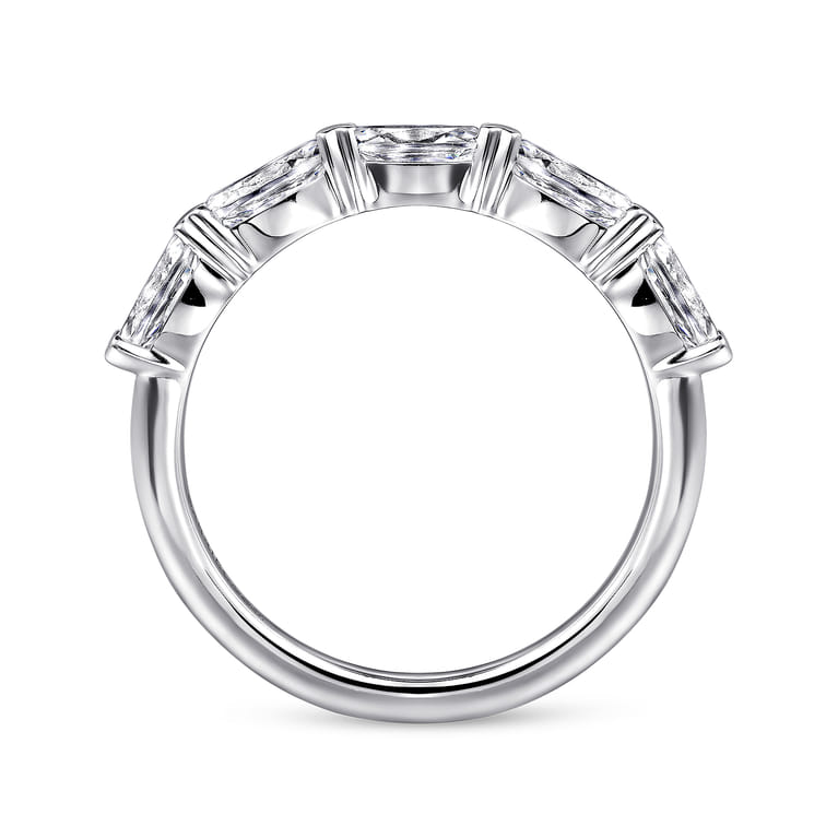 Fancy Wedding Ring in 14k White Gold with Oval Natural Diamond at Gabriel & Co. - Shot 2