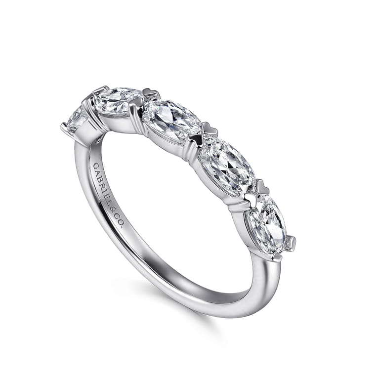 Fancy Wedding Ring in 14k White Gold with Oval Natural Diamond at Gabriel & Co. - Shot 3