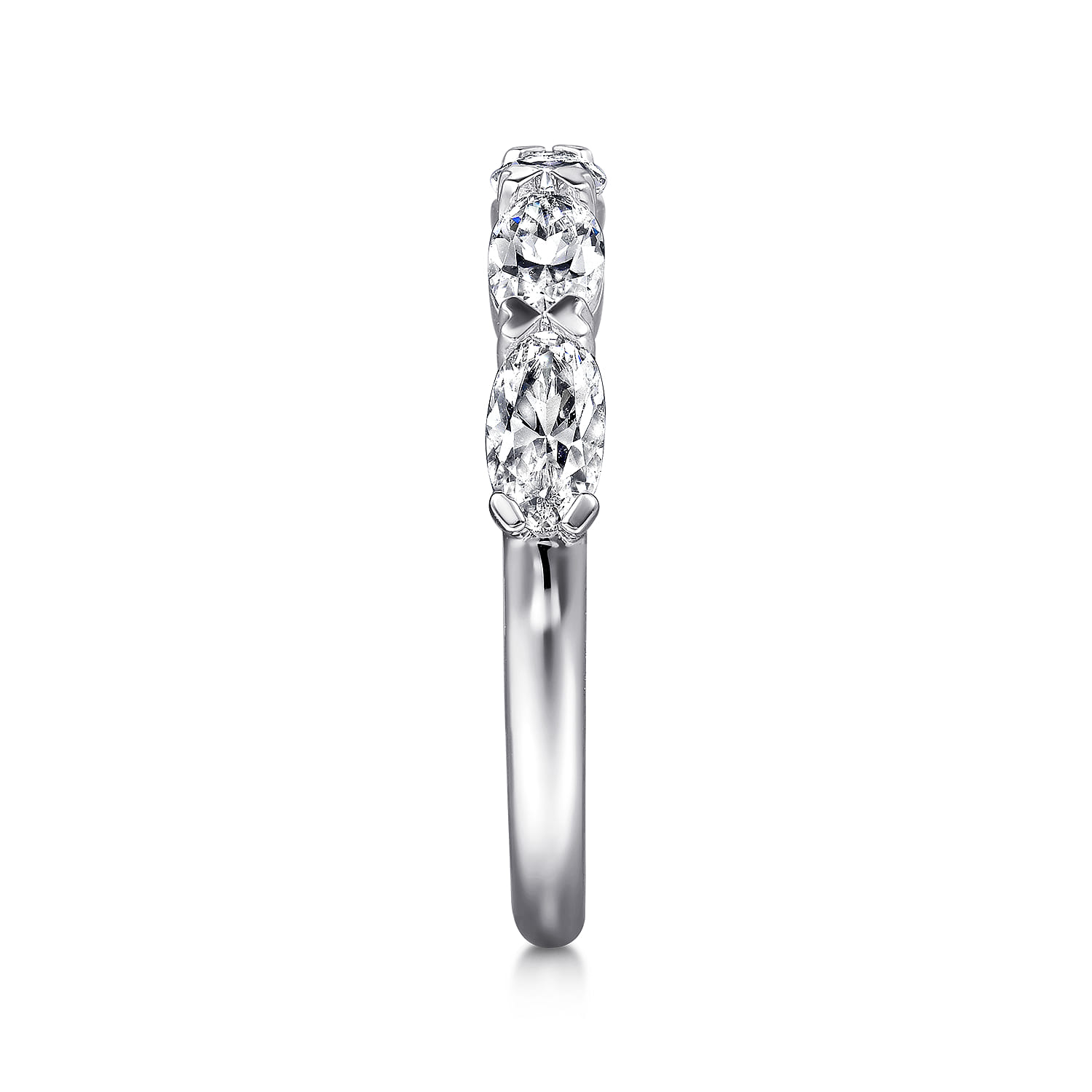 Fancy Wedding Ring in 14k White Gold with Oval Natural Diamond at Gabriel & Co. - Shot 4
