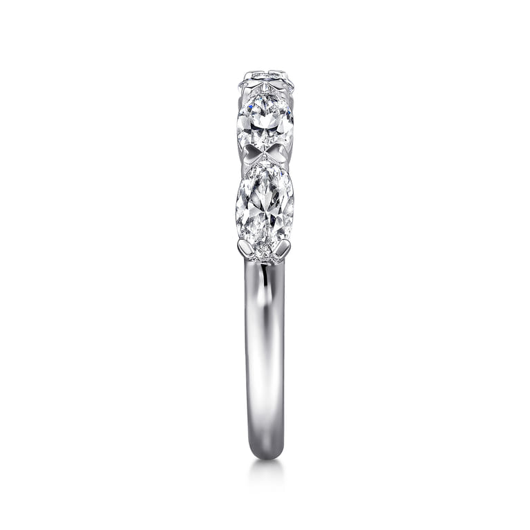 Fancy Wedding Ring in 14k White Gold with Oval Natural Diamond at Gabriel & Co. - Shot 4