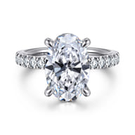 14K White Gold Oval Diamond Engagement Ring