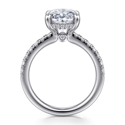 14K White Gold Oval Diamond Engagement Ring