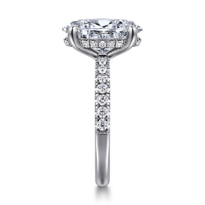 14K White Gold Oval Diamond Engagement Ring
