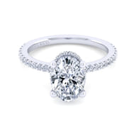 14K White Gold Oval Diamond Engagement Ring