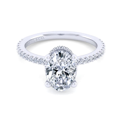 14K White Gold Oval Diamond Engagement Ring