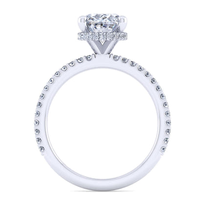 14K White Gold Oval Diamond Engagement Ring