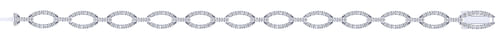 14K White Gold Oval Diamond Link Tennis Bracelet - 1.2 ct - Shot 3