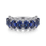 Fancy Wedding Ring in 14k White Gold with Oval Sapphire at Gabriel & Co.