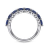 Fancy Wedding Ring in 14k White Gold with Oval Sapphire at Gabriel & Co.