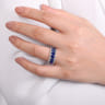 Fancy Wedding Ring in 14k White Gold with Oval Sapphire at Gabriel & Co.