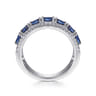 14K White Gold Oval Sapphire and Diamond Band - 0.3 ct