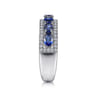 14K White Gold Oval Sapphire and Diamond Band - 0.3 ct