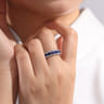 14K White Gold Oval Sapphire and Diamond Band - 0.3 ct