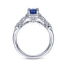 14K White Gold Oval Sapphire and Diamond Halo Ring - 0.33 ct