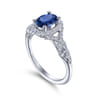 14K White Gold Oval Sapphire and Diamond Halo Ring - 0.33 ct