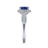 14K White Gold Oval Sapphire and Diamond Halo Ring - 0.33 ct