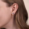 14K White Gold Oval Sapphire and Diamond Halo Stud Earrings - 0.18 ct