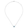 14K White Gold Oval Swiss Blue Topaz Pendant Necklace with Diamond Accents - 0.06 ct