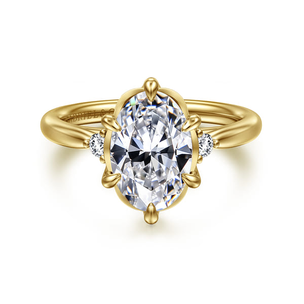 Oval Three Stone Diamond Engagement Ring in White Gold