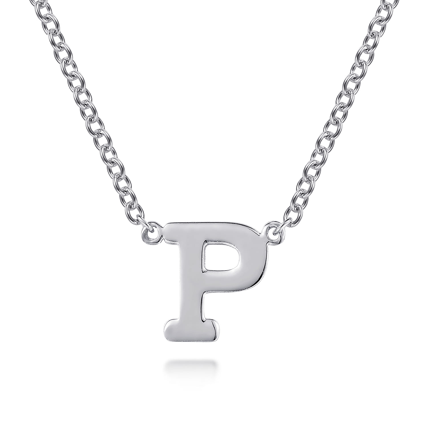 14K White Gold P Initial Necklace - Shot 1