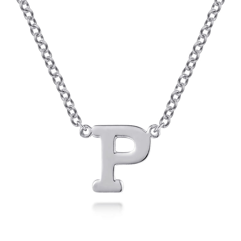 14K White Gold P Initial Necklace - Shot 1