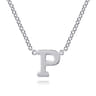 14K White Gold P Initial Necklace