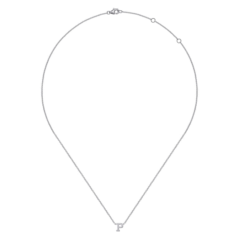 14K White Gold P Initial Necklace - Shot 2