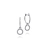 14K White Gold Pave 10mm Diamond Loop Huggie Drop Earrings - 0.12 ct