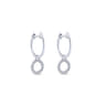 14K White Gold Pave 10mm Diamond Loop Huggie Drop Earrings - 0.12 ct