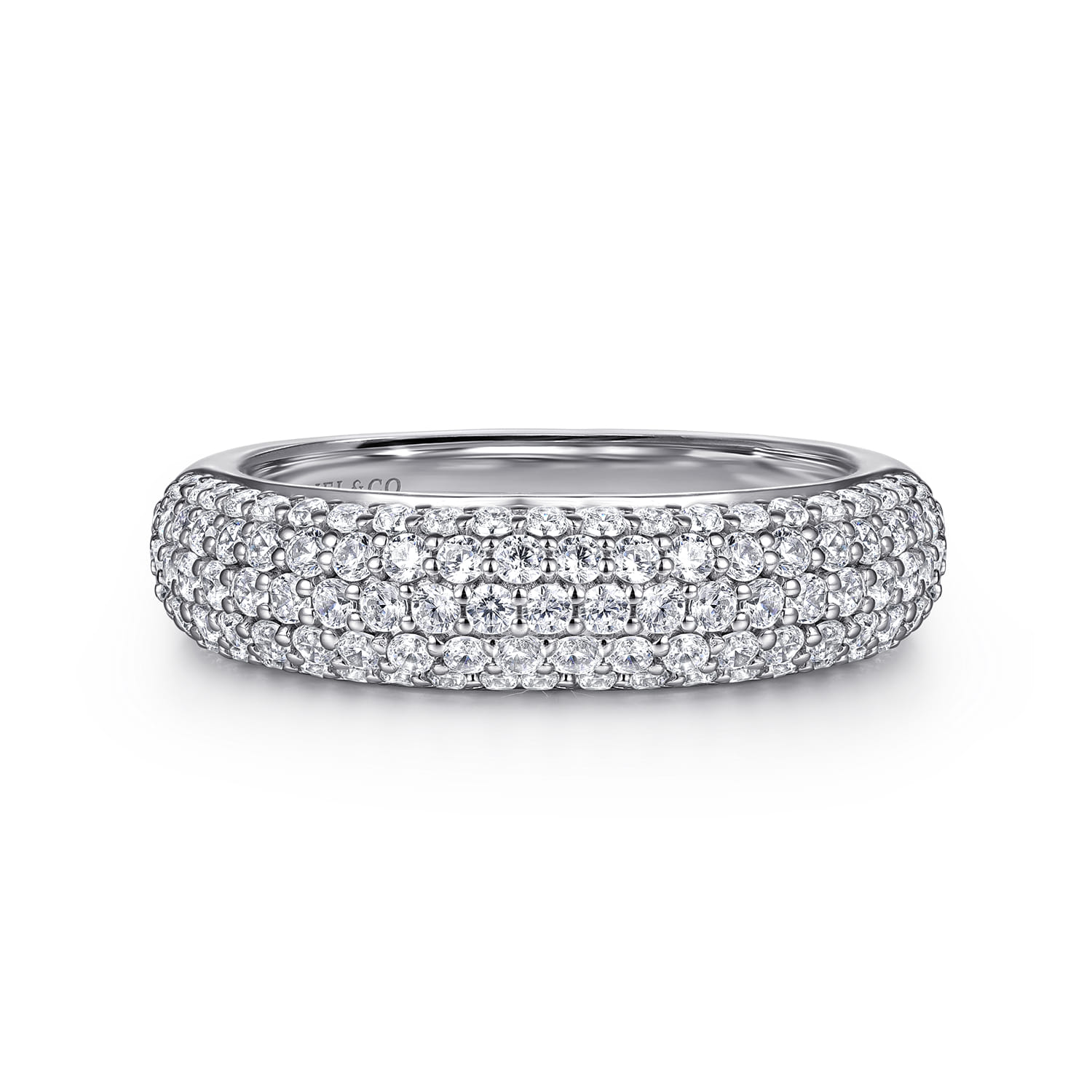 Straight Wedding Ring in 14k White Gold with Round Natural Diamond at Gabriel & Co. - Shot 1
