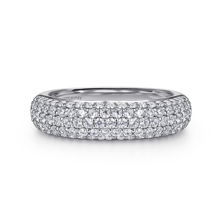 Straight Wedding Ring in 14k White Gold with Round Natural Diamond at Gabriel & Co. - Shot 1