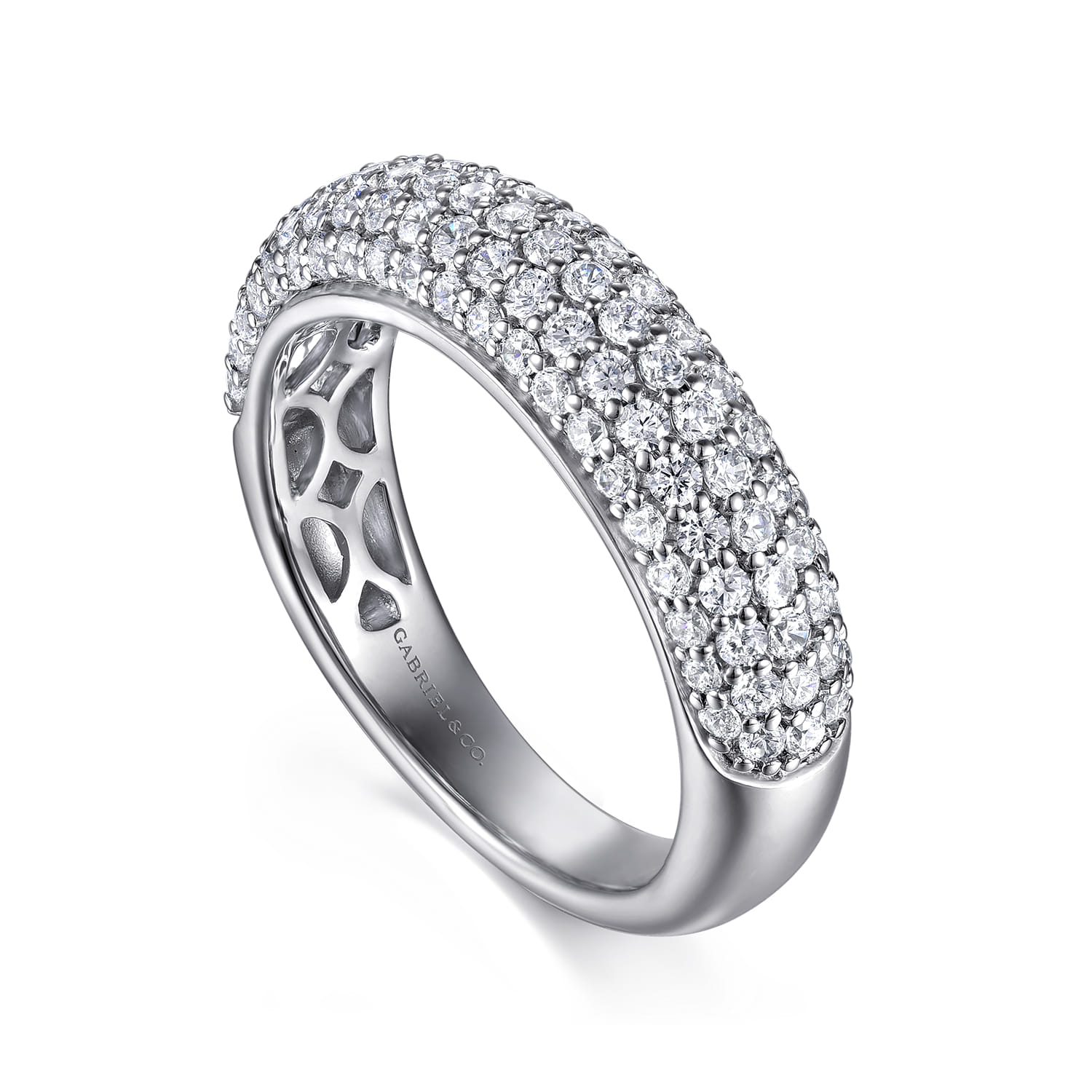 Straight Wedding Ring in 14k White Gold with Round Natural Diamond at Gabriel & Co. - Shot 3
