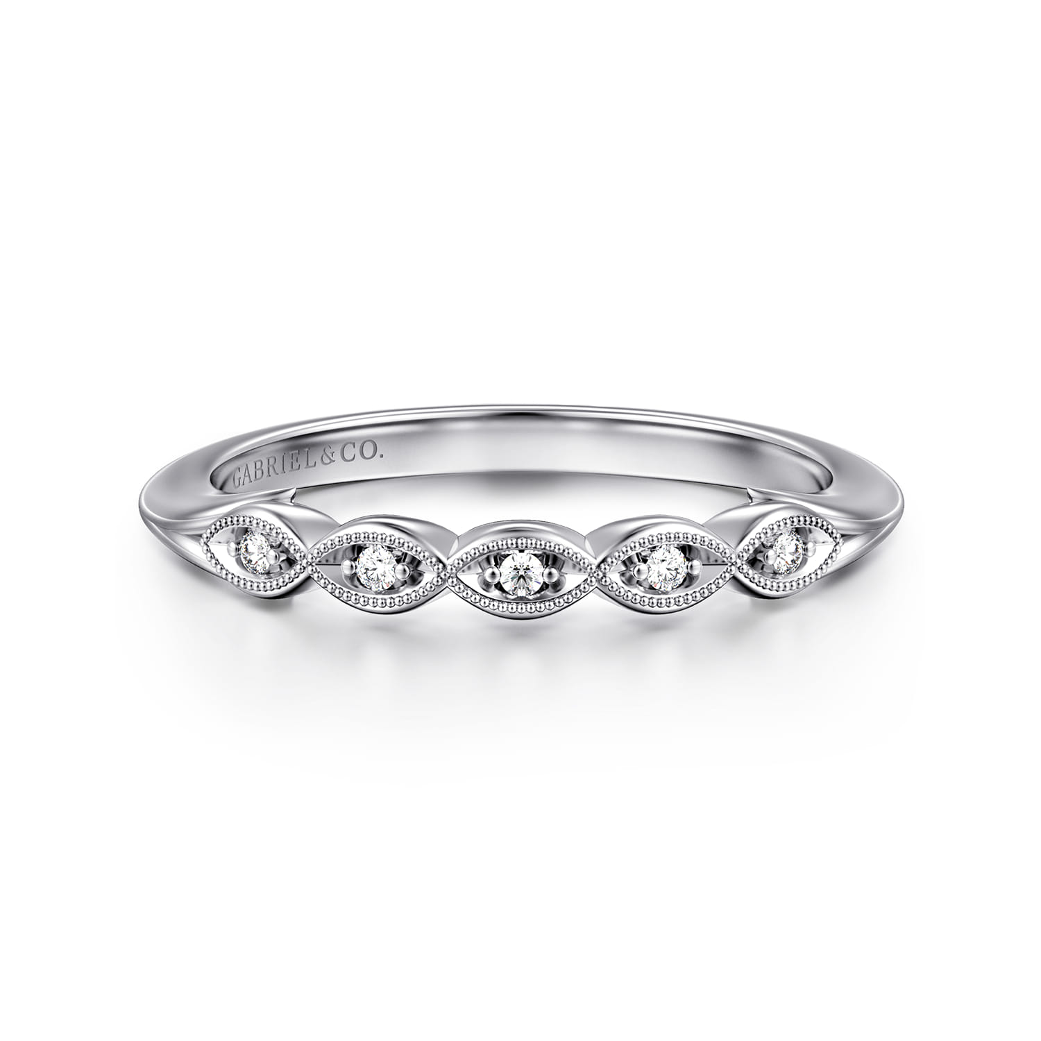Straight Wedding Ring in 14k White Gold with  Natural Diamond at Gabriel & Co. - Shot 1