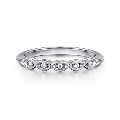 14K White Gold Pave Diamond Anniversary Band