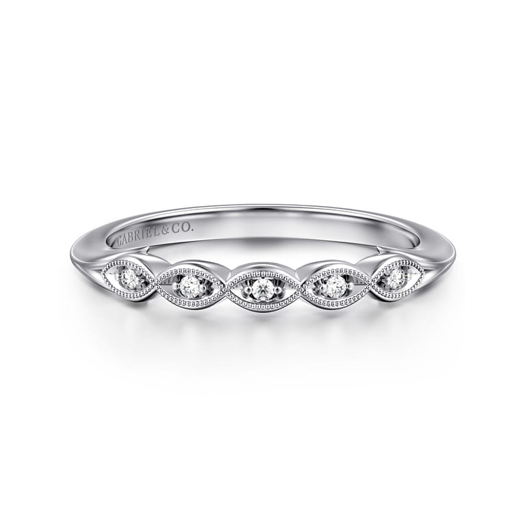 Straight Wedding Ring in 14k White Gold with  Natural Diamond at Gabriel & Co. - Shot 1