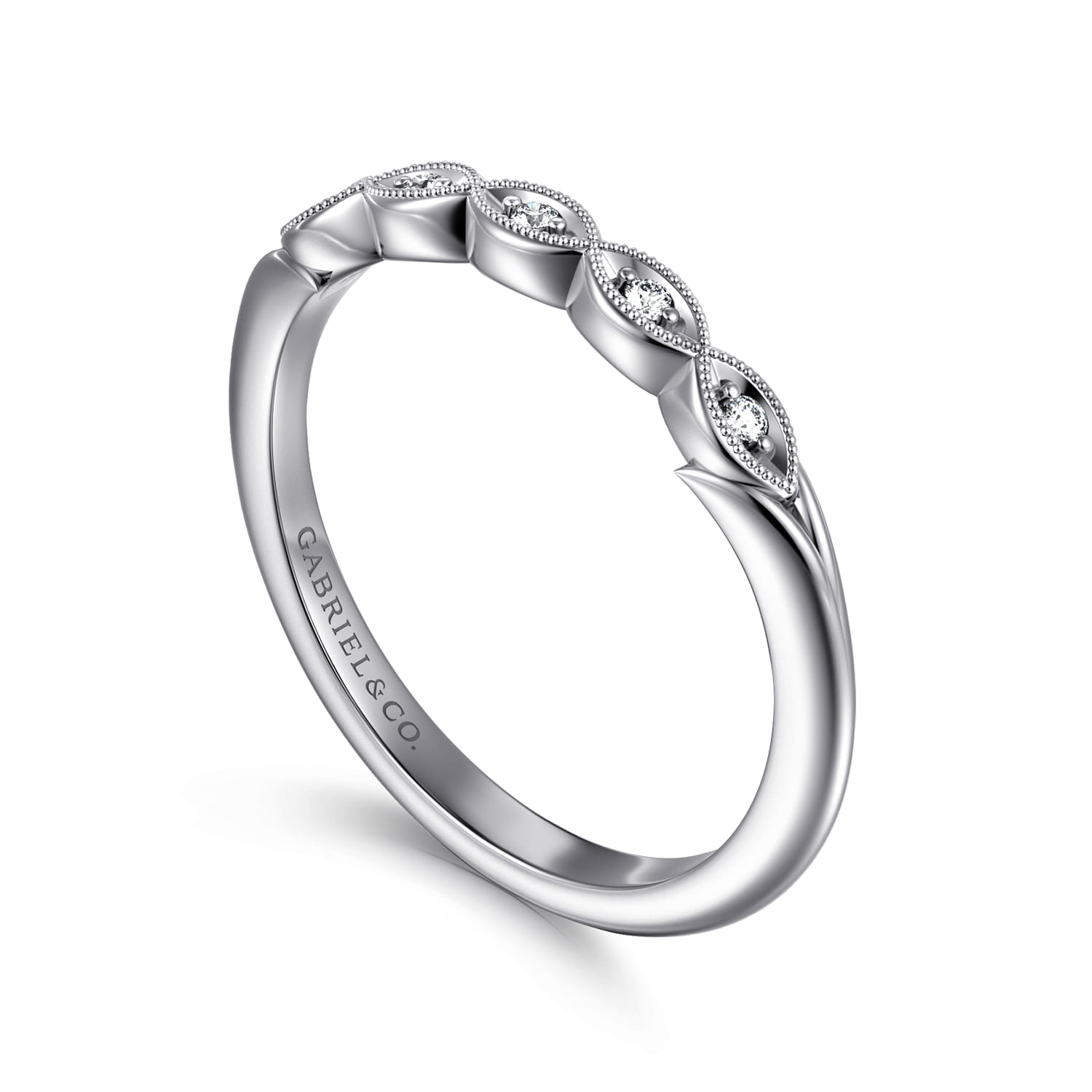 Straight Wedding Ring in 14k White Gold with  Natural Diamond at Gabriel & Co. - Shot 3