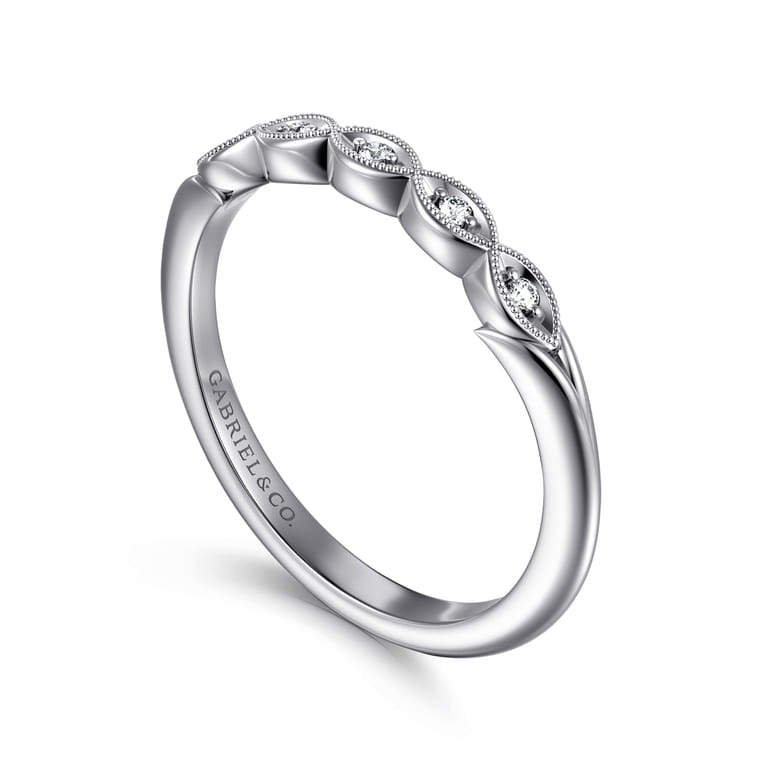 Straight Wedding Ring in 14k White Gold with  Natural Diamond at Gabriel & Co. - Shot 3