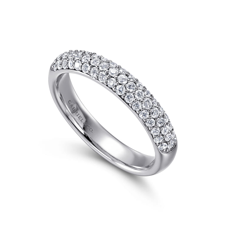 Fancy Wedding Ring in 14k White Gold with Round Natural Diamond at Gabriel & Co. - Shot 3