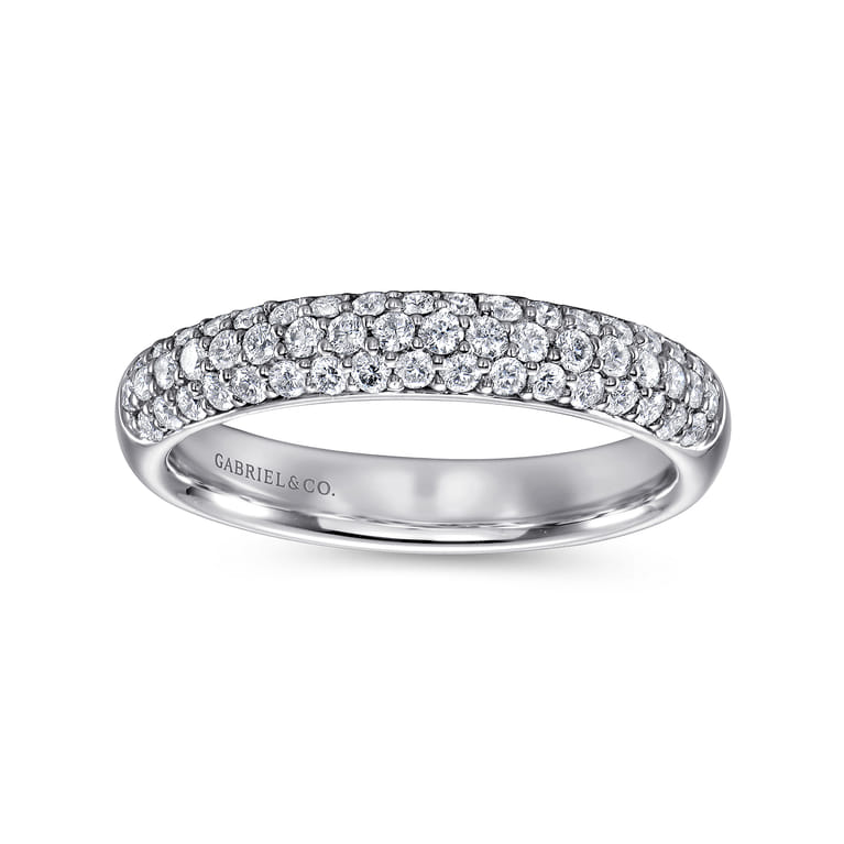 Fancy Wedding Ring in 14k White Gold with Round Natural Diamond at Gabriel & Co. - Shot 4