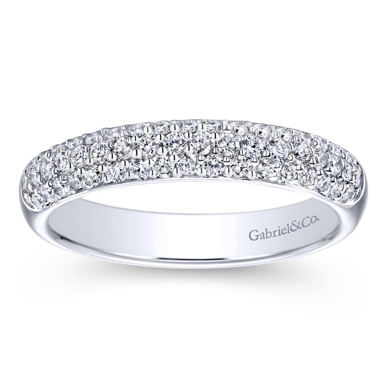 Fancy Wedding Ring in 14k White Gold with Round Natural Diamond at Gabriel & Co. - Shot 5