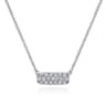 14K White Gold Pave Diamond Bar Necklace - 0.19 ct