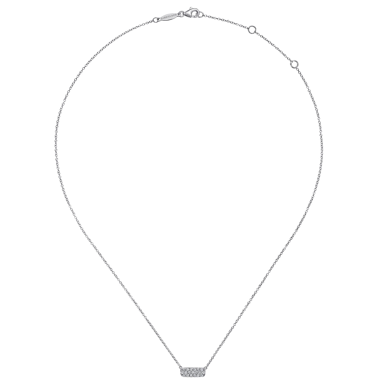 14K White Gold Pave Diamond Bar Necklace - 0.19 ct - Shot 2