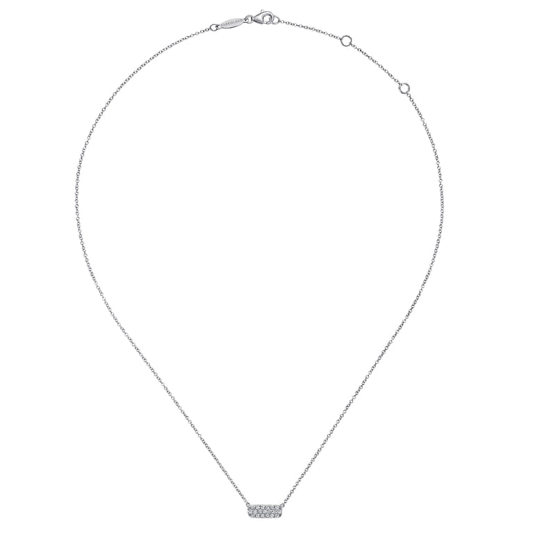 14K White Gold Pave Diamond Bar Necklace - 0.19 ct - Shot 2