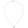 14K White Gold Pave Diamond Bar Necklace - 0.19 ct