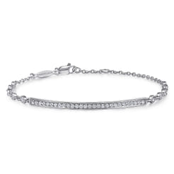 14K White Gold Pave Diamond Bar Tennis Bracelet