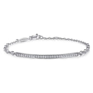 14K White Gold Pave Diamond Bar Tennis Bracelet