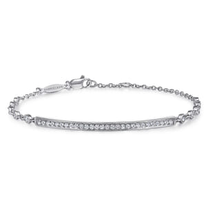 14K White Gold Pave Diamond Bar Tennis Bracelet