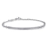 14K White Gold Pave Diamond Bar Tennis Bracelet - 0.4 ct